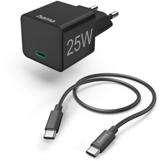 Mini-charger set USB-C 25 Watt PD Oplader Zwart