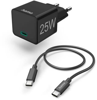 Mini-charger set USB-C 25 Watt PD Oplader Zwart