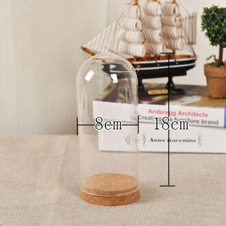Mini Clear Glazen Display Stand Handcraft Halfrond Cover Met Hout Cork Base Hout Kurk Bell Jar Cover Tafel Decor #1