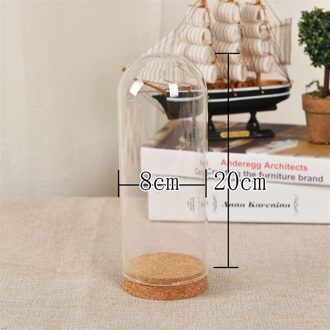Mini Clear Glazen Display Stand Handcraft Halfrond Cover Met Hout Cork Base Hout Kurk Bell Jar Cover Tafel Decor #1