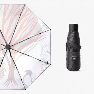 Mini Clear Patronen Paraplu Zwarte Coating Zon Beschermen Paraplu Regen Vrouwen 8 Ribben Winddicht Opvouwbare Paraplu Kids Uv Parasol wit