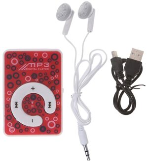 Mini Clip Dot Cirkel Patroon Muziek MP3 Speler Support Tf Card + Mini Usb Kabel Oortelefoon