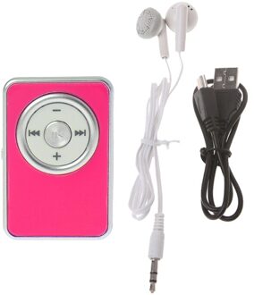 Mini Clip Muziek Media MP3 Speler Ondersteuning TF Micro Sd-kaart Met Oortelefoon USB Kabel #221 heet roze