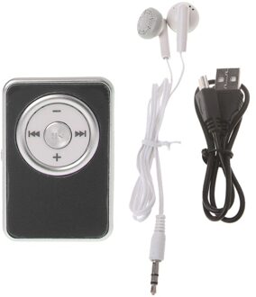 Mini Clip Muziek Media MP3 Speler Ondersteuning TF Micro Sd-kaart Met Oortelefoon USB Kabel #221 zwart