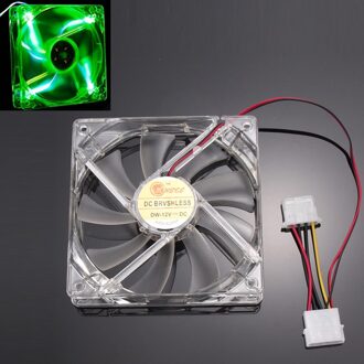 Mini Cool Fan Groen Quad 4 LED Licht Neon Clear 120mm 120x120x25mm PC Computer Case Cooling Fan Mod # SYS B
