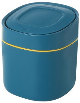 Mini Desktop Prullenbak Huisvuil Opbergdoos Kan Met Drukknop Voor Badkamer Vanity Tafelblad Of Salontafel Blauw