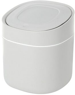 Mini Desktop Prullenbak Huisvuil Opbergdoos Kan Met Drukknop Voor Badkamer Vanity Tafelblad Of Salontafel wit