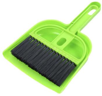 Mini Desktop Sweep Reinigingsborstel Kleine Bezem Dustpans Desktop Veegmachine Vuilnis Dust Cleaning Schop Voor Home School Office groen