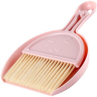 Mini Desktop Vegen En Borstel Kleine Borstel En Pan Set Zijn Gebruikt Om De Tafel Sofa En auto Apparatuur roze