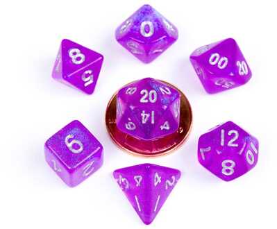 Mini Dice Set Stardust Purple (7)