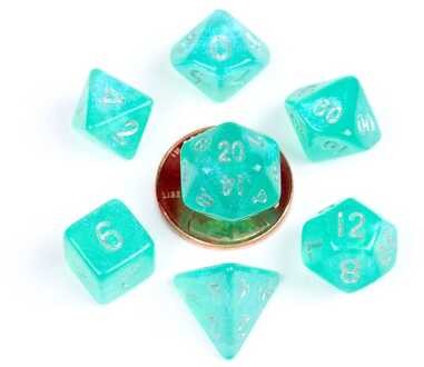 Mini Dice Set Stardust Turquoise (7)