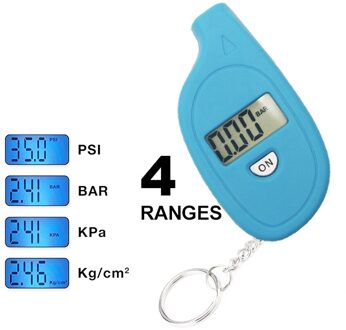 Mini Digitale Auto Band Band Luchtdrukmeter Meter Lcd Display Manometer Barometers Tester Voor Auto Vrachtwagen Motorcycle Bike Blauw