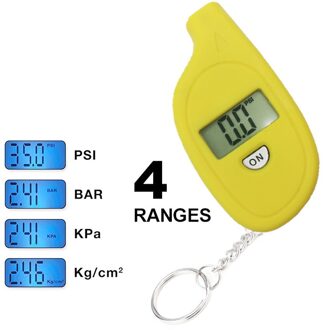 Mini Digitale Auto Band Band Luchtdrukmeter Meter Lcd Display Manometer Barometers Tester Voor Auto Vrachtwagen Motorcycle Bike geel