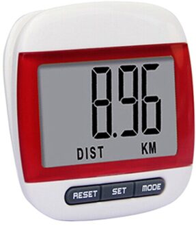 Mini Digitale Berekening Clip-On Passometer Lcd Stappenteller Voor Wandelen Runing Jogging Training Stap Teller Dubbele Sleutels Fitness Rood
