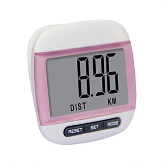 Mini Digitale Berekening Clip-On Passometer Lcd Stappenteller Voor Wandelen Runing Jogging Training Stap Teller Dubbele Sleutels Fitness Roze