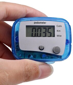 Mini Digitale Berekening Clip-On Passometer Lcd Stappenteller Voor Wandelen Running Jogging Training Stap Teller Dubbele Sleutels blauw