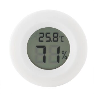 Mini Digitale Lcd Thermometer Hygrometer Ronde Vorm Temperatuur-vochtigheidsmeter Voor Reptiel Aquarium wit