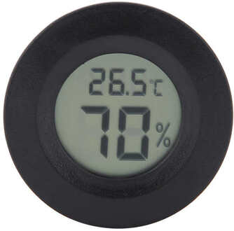 Mini Digitale Lcd Thermometer Hygrometer Ronde Vorm Temperatuur-vochtigheidsmeter Voor Reptiel Aquarium zwart
