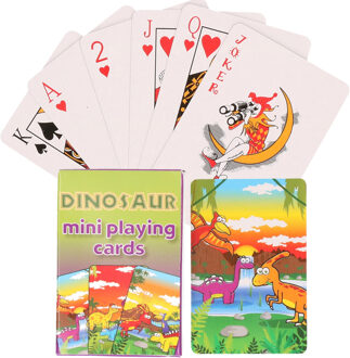 Mini dinosaurussen thema speelkaarten 6 x 4 cm in doosje