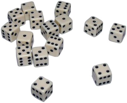 Mini Dobbelstenen 7 mm - Ivoor (15 stuks)