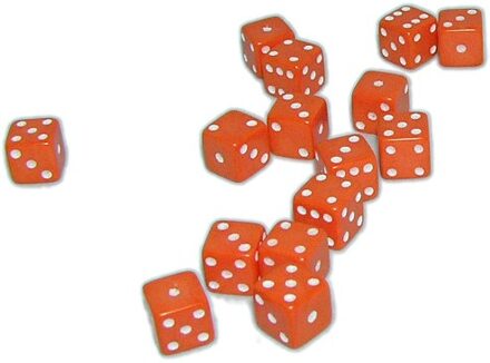 Mini Dobbelstenen 7 mm - Oranje (15 stuks)