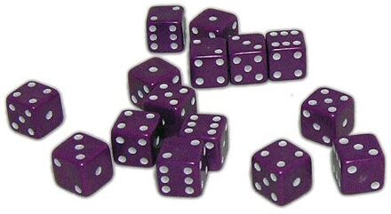 Mini Dobbelstenen 7 mm - Paars (15 stuks)