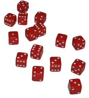 Mini Dobbelstenen 7 mm - Rood (15 stuks)