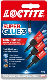 Mini Dose secondelijm, 1 g, 2 + 1 gratis, op blister