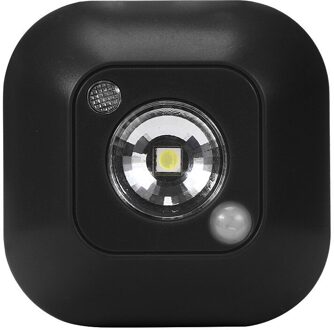 Mini Draadloze Led Sensor Nachtlampje Lamp Pir Infrarood Motion Activated Sensor Licht Voor Wandlamp Kabinet Trappen Licht Cd zwart