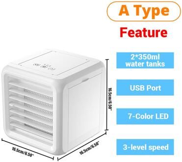 Mini Draagbare Airconditioner 7 Kleuren Licht Conditioning Luchtbevochtiger Luchtreiniger Usb Desktop Luchtkoeler Ventilator Met 2 Water Tanks Thuis