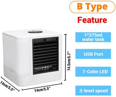 Mini Draagbare Airconditioner 7 Kleuren Licht Conditioning Luchtbevochtiger Luchtreiniger Usb Desktop Luchtkoeler Ventilator Met 2 Water Tanks Thuis