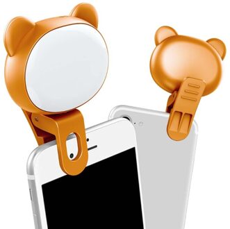 Mini Draagbare Clip-On Selfie Flash Led Mobiele Telefoon Selfie Licht Voor Night Make-Up Enhancing Vullen Light Self-timer Lamp bruin