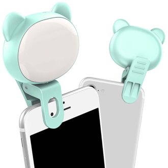 Mini Draagbare Clip-On Selfie Flash Led Mobiele Telefoon Selfie Licht Voor Night Make-Up Enhancing Vullen Light Self-timer Lamp groen