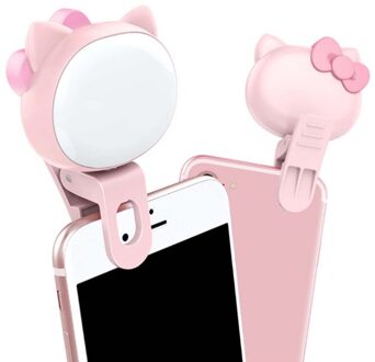Mini Draagbare Clip-On Selfie Flash Led Mobiele Telefoon Selfie Licht Voor Night Make-Up Enhancing Vullen Light Self-timer Lamp roze