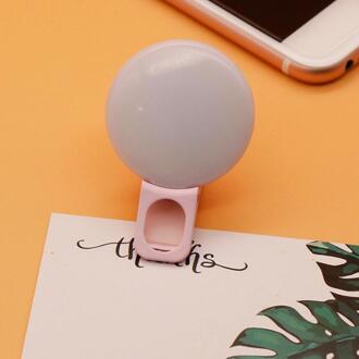 Mini Draagbare Clip-On Selfie Flash Led Mobiele Telefoon Selfie Licht Voor Night Make-Up Enhancing Vullen Light Self-timer Lamp Roze