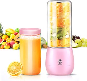 Mini Draagbare Juicer Oranje Usb Elektrische Mixer Fruit Smoothie Blender Voor Machine Persoonlijke Food Processor Maker Sapcentrifuge roze