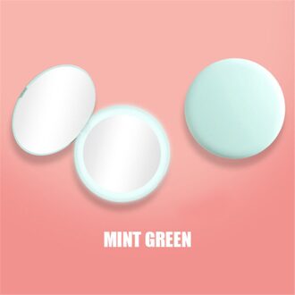Mini Draagbare Led Make-Up Spiegel 10X Vergroten Hand Hold Opvouwbare 12 Leds Pocket Make-Up Spiegel Licht Schoonheid Cosmetische Tool groen