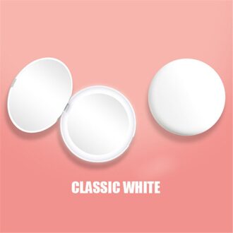 Mini Draagbare Led Make-Up Spiegel 10X Vergroten Hand Hold Opvouwbare 12 Leds Pocket Make-Up Spiegel Licht Schoonheid Cosmetische Tool wit