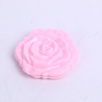 Mini Draagbare Rose Bloem Spiegel Dubbele Kanten Vouwen Ronde Spiegels Meisjes Dames Pocket Kleine Spiegel Make-Up Cosmetische Accessoires Roze