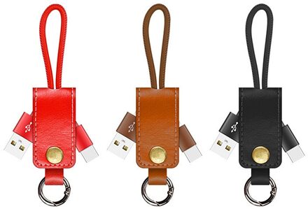 MINI Draagbare Type-c Voor Android Mode Lederen Usb-oplaadkabel Metalen Sleutelhanger Data Kabel Voor Samsung huawei
