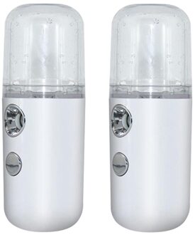 Mini Draagbare Usb Oplaadbare Nano Mister Luchtbevochtiger Cooling Mist Gezicht Luchtbevochtiger Wimper Extensions Spuit Gezicht Apparaat 2 wit