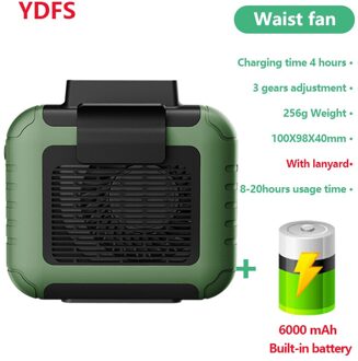 Mini Draagbare Ventilator Taille Clip Fan Usb Oplaadbare Airconditioner 6000Mah Voor Buiten Werken Camping Vissen Bladloze Fans 02