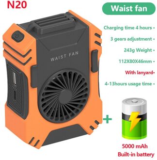 Mini Draagbare Ventilator Taille Clip Fan Usb Oplaadbare Airconditioner 6000Mah Voor Buiten Werken Camping Vissen Bladloze Fans 03