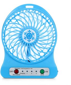 Mini Draagbare Ventilator Usb Oplaadbare Fan Mini Bureau Derde Wind Led Licht Fan Luchtkoeler Oplaadbare Air Cooler Cooling Fans Blauw