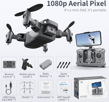 Mini Drone Wifi 1080P Hd Camera Met Mv Muziek Helderheid Led Headless Modus Hoogte Hold Opvouwbare Carry Abs materiaal Drone 02 1080p doos