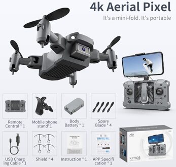 Mini Drone Wifi 1080P Hd Camera Met Mv Muziek Helderheid Led Headless Modus Hoogte Hold Opvouwbare Carry Abs materiaal Drone 03 4k 1B doos