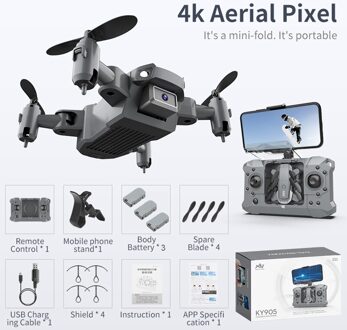 Mini Drone Wifi 1080P Hd Camera Met Mv Muziek Helderheid Led Headless Modus Hoogte Hold Opvouwbare Carry Abs materiaal Drone 05 4k 3B doos