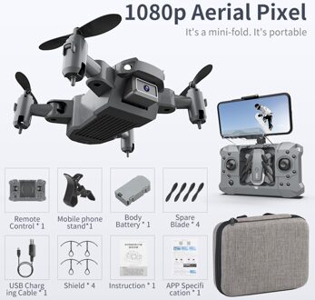 Mini Drone Wifi 1080P Hd Camera Met Mv Muziek Helderheid Led Headless Modus Hoogte Hold Opvouwbare Carry Abs materiaal Drone 06 1080p zak