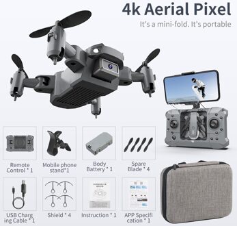 Mini Drone Wifi 1080P Hd Camera Met Mv Muziek Helderheid Led Headless Modus Hoogte Hold Opvouwbare Carry Abs materiaal Drone 07 4k 1B zak
