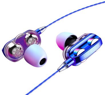 Mini Dual Drive Stereo Bekabelde Oortelefoon In-Ear Sport Headset Met Microfoon Oordopjes Oortelefoon Voor Iphone Samsung Xiaomi Ipad 4 Kleuren 04 blauw